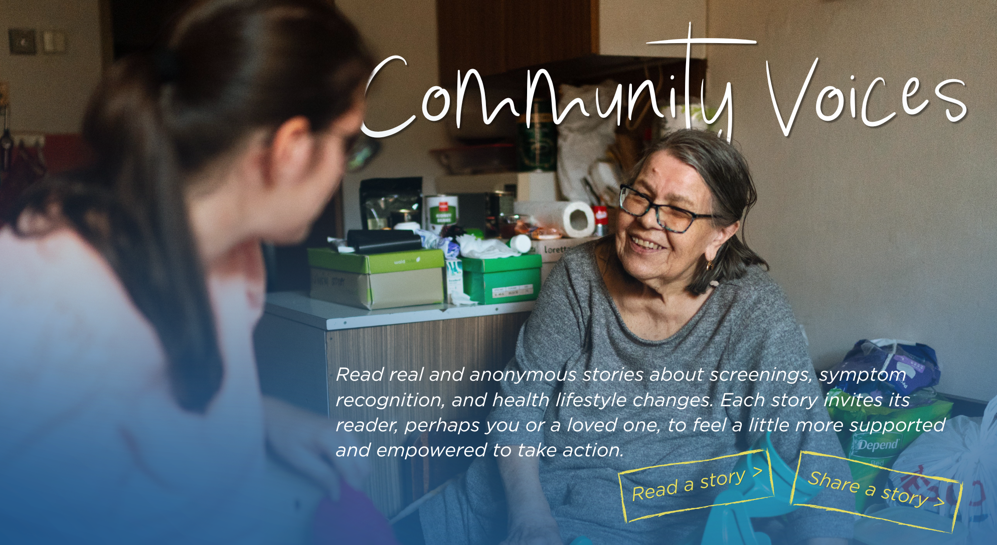 Community Voices: real and anonymous stories about screenings, symptom recognition, and health lifestyle changes